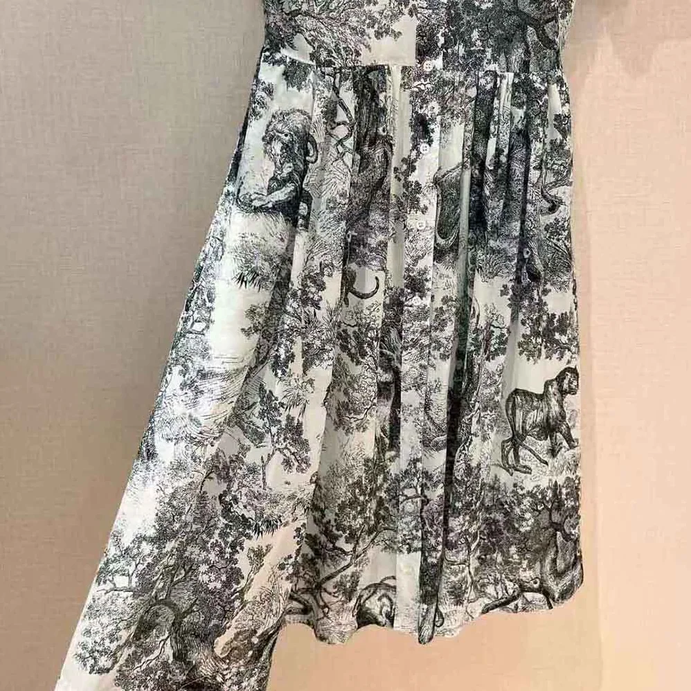 Dior Mid-Length Shirt Dress White and Navy Blue Toile de Jouy Cotton Voile for Women Dior Mid-Length Shirt Dress White and Navy Blue Toile de Jouy Cotton Voile for Women