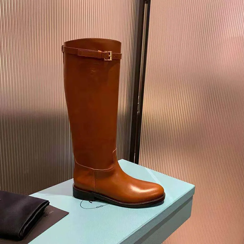 Prada Leather Boots in 30 mm Heel for Women in Brown