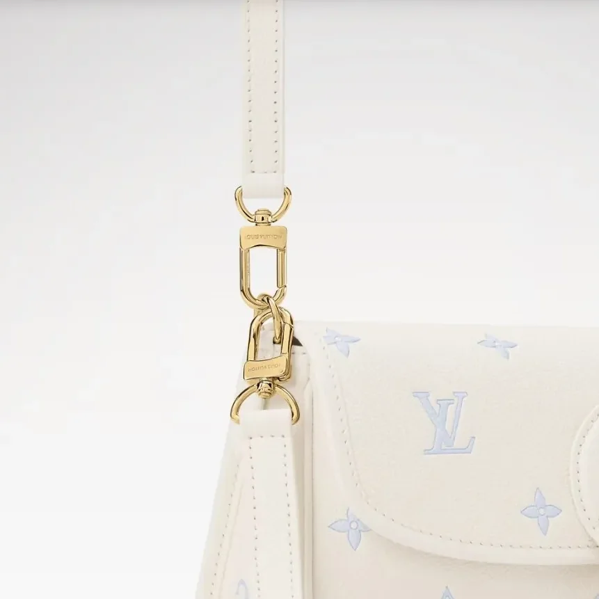 Louis Vuitton Diane Shouder Bag / Milky White/ Blue Gold Hardware