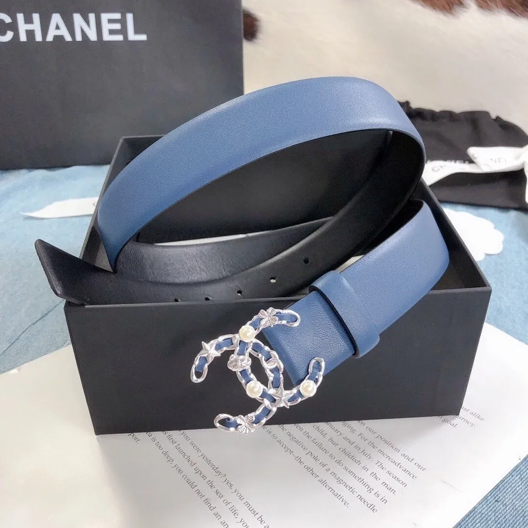 Chanel Belt With Double C Buckle Dark Blue Silver Toned Hardware for Women Chanel Belt With Double C Buckle Dark Blue Silver Toned Hardware for Women