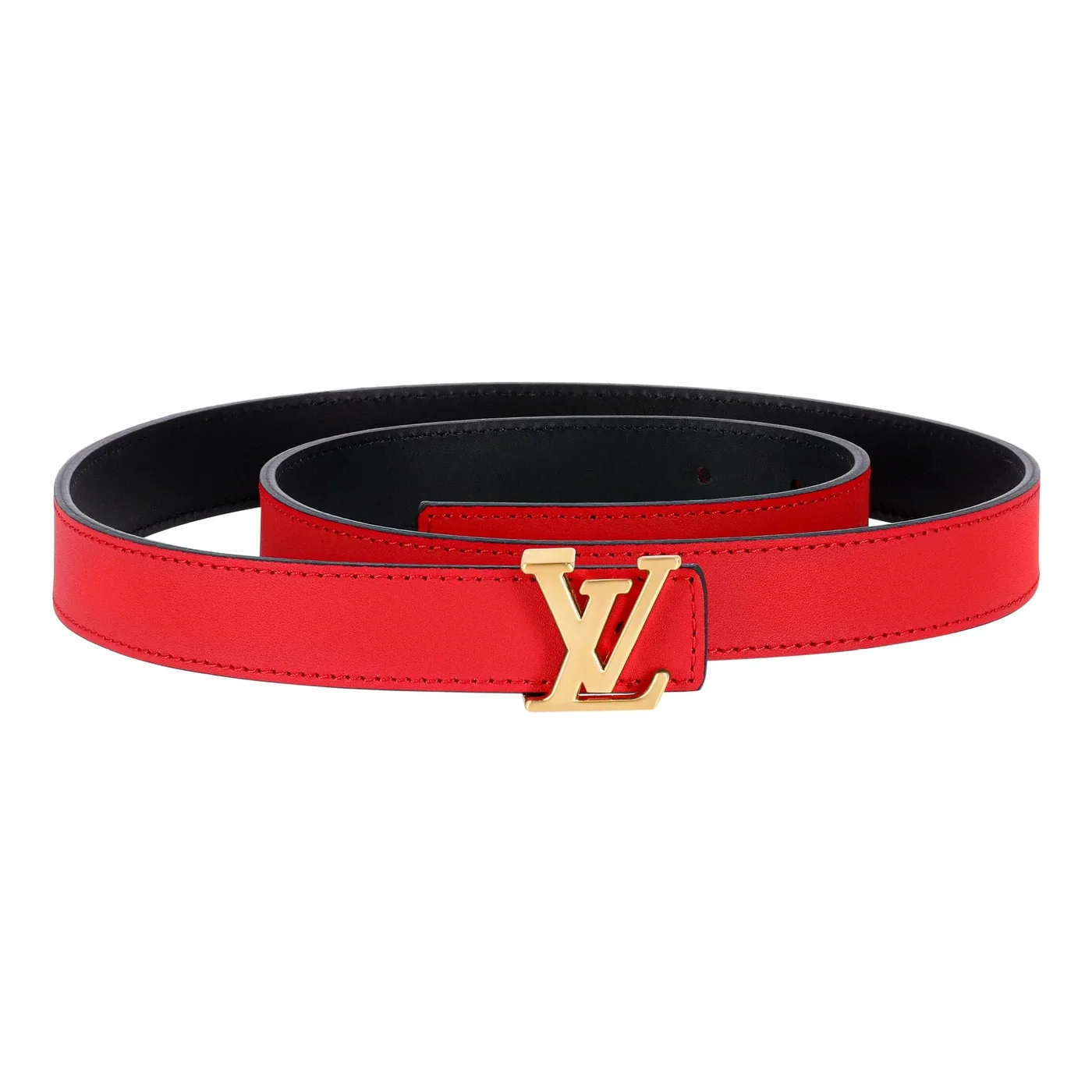 Reversible Red in Black Leather Belt