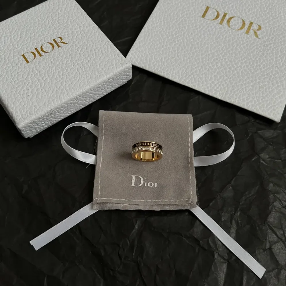Dior Night Code Ring Gold-Finish Metal White Crystals and Black Lacquer for Women Dior Night Code Ring Gold-Finish Metal White Crystals and Black Lacquer for Women