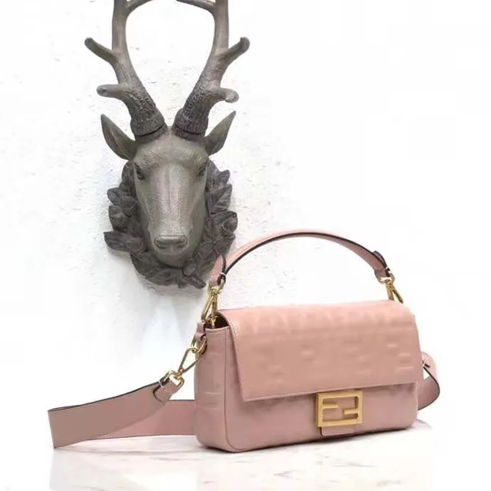 Fendi Baguette Pink Nappa Leather Bag for Women Fendi Baguette Pink Nappa Leather Bag for Women