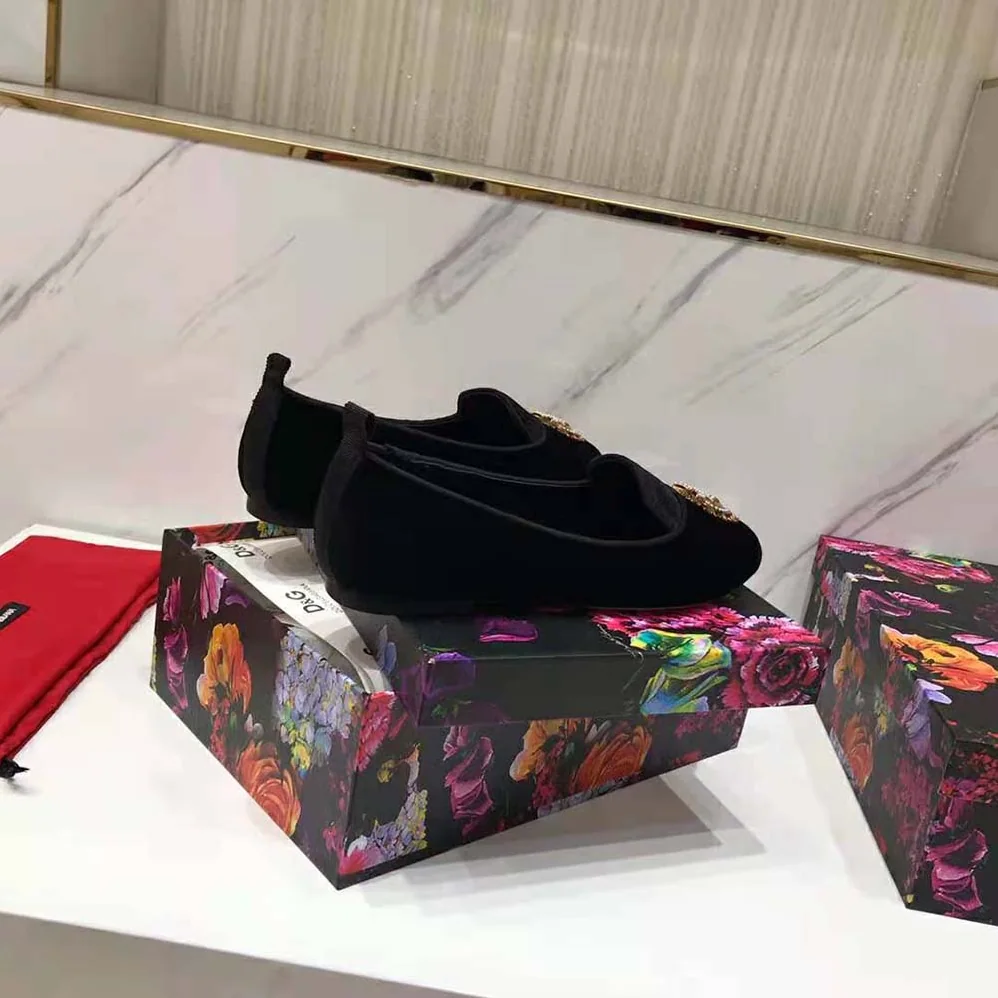 Dolce Gabbana D&G Velvet Devotion Slippers for Women in Black Dolce Gabbana D&G Velvet Devotion Slippers for Women in Black
