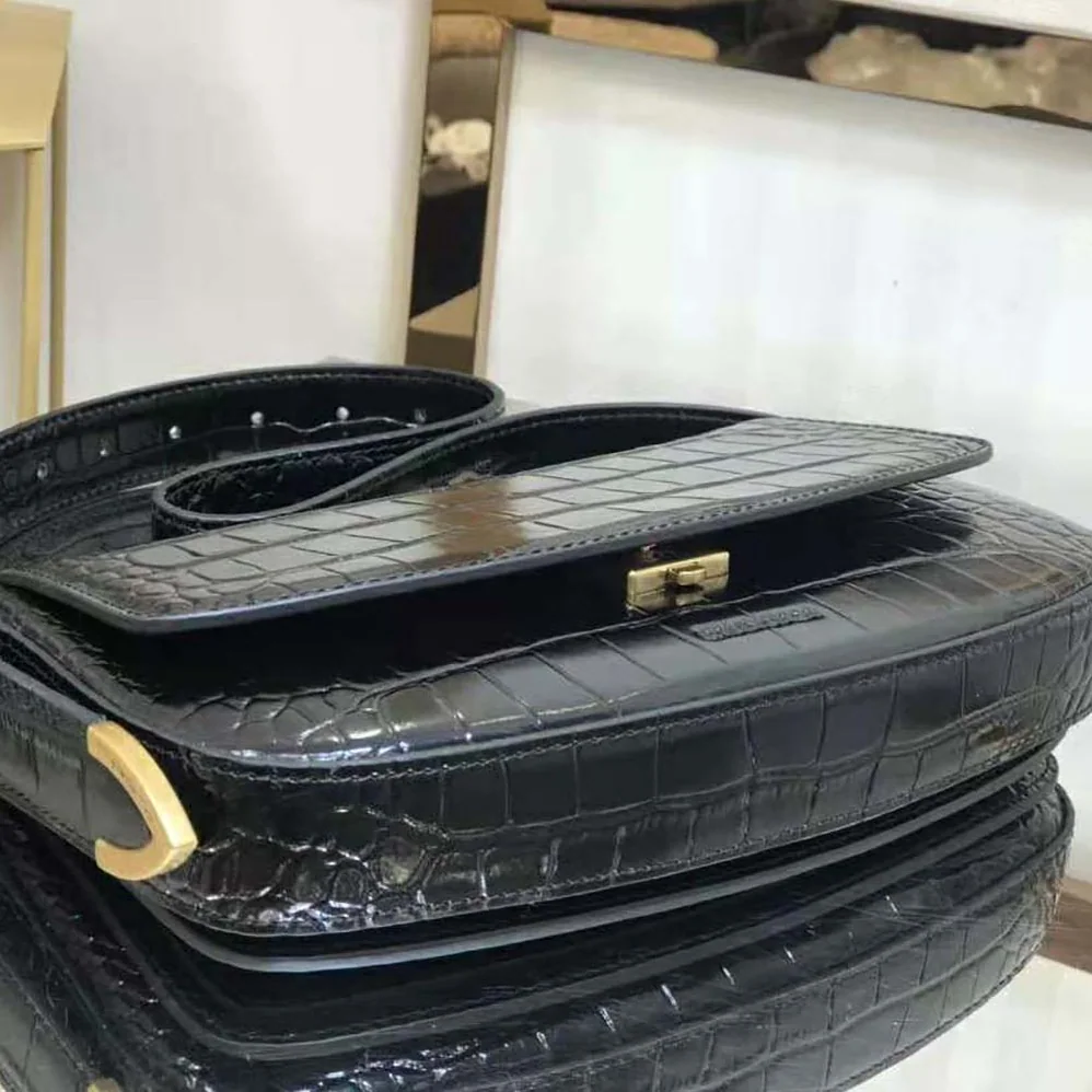 Balenciaga Ghost Sling Bag in Black Crocodile Embossed Calfskin for Women Balenciaga Ghost Sling Bag in Black Crocodile Embossed Calfskin for Women