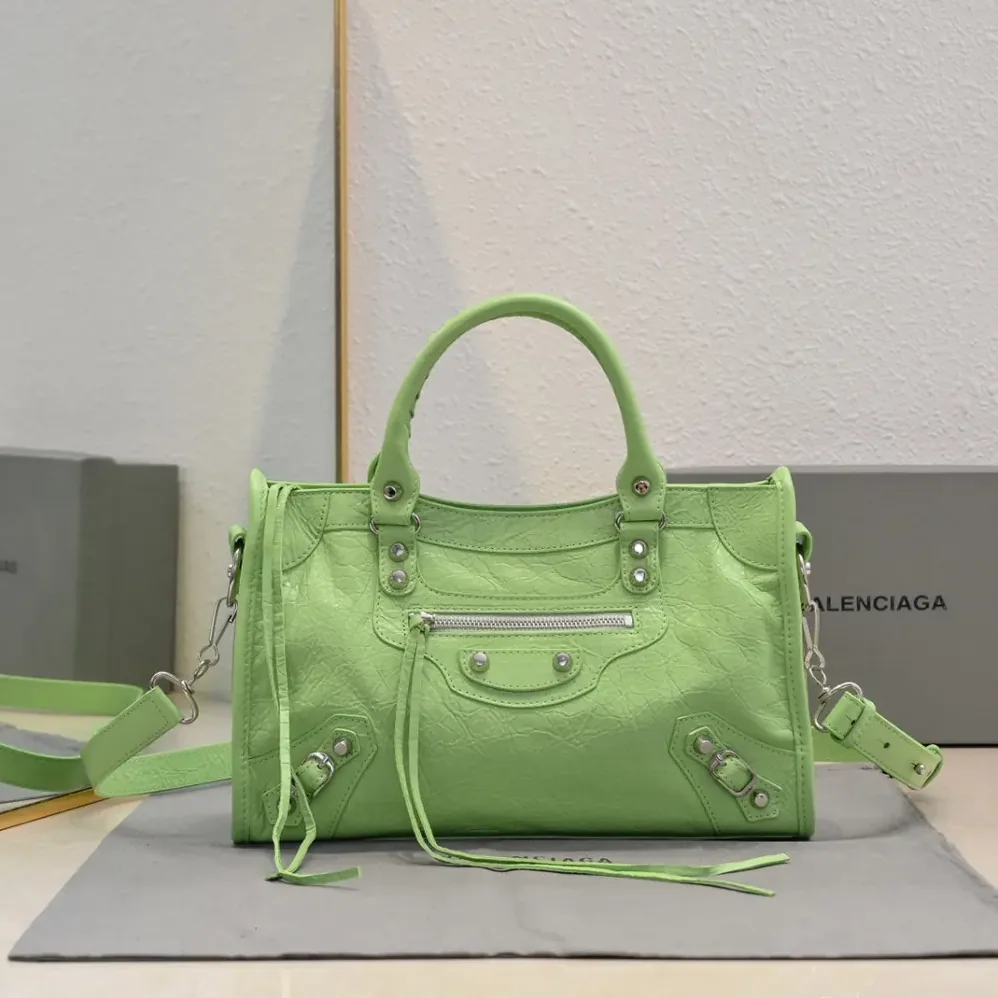 Balenciaga Le City Medium Bag in Green Arena Lambskin for Women Balenciaga Le City Medium Bag in Green Arena Lambskin for Women