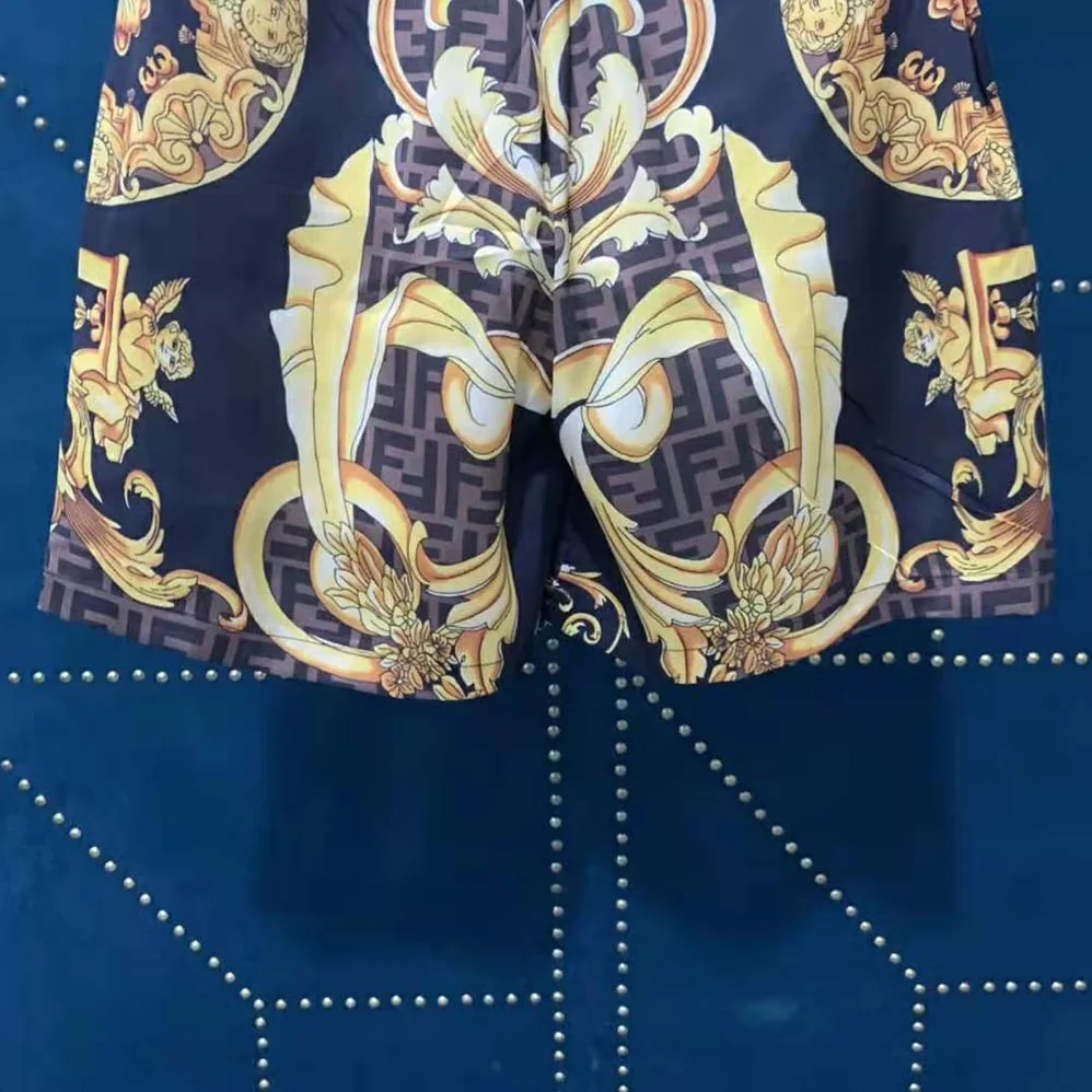 Fendi Bermudas Fendace Multicolor Silk Pants for Men in Black