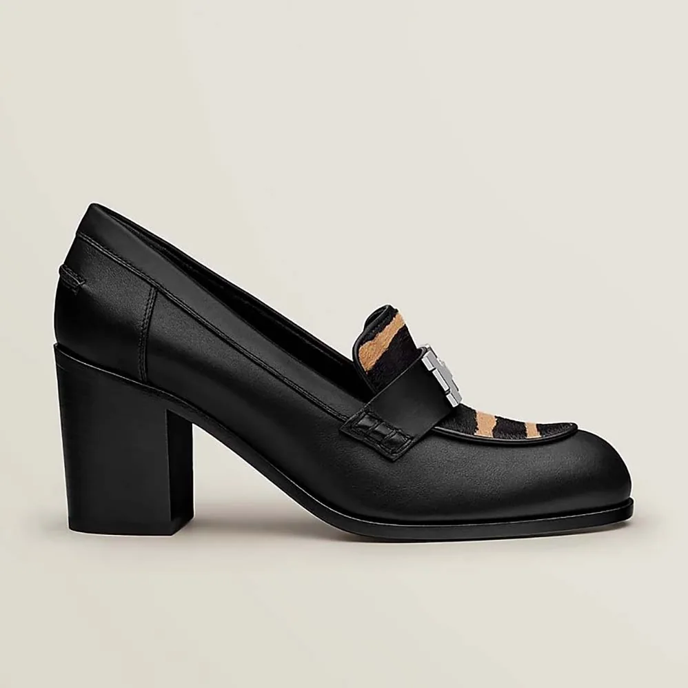 Hermes Dauphine 70 Loafer High Heel Loafer in Calfskin for Women in Black