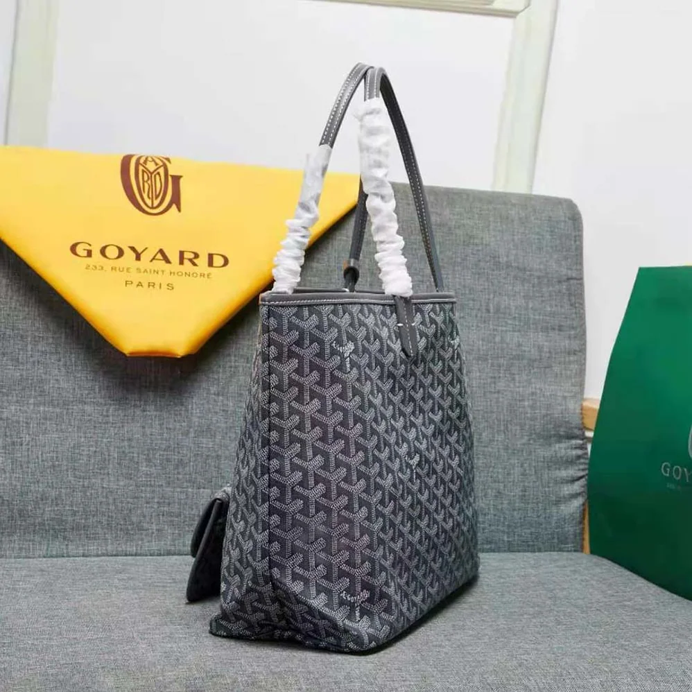 Goyard Sac Artois MM in Goyardine Canvas & Chevroches Calfskin for Women in Gray Goyard Sac Artois MM in Goyardine Canvas & Chevroches Calfskin for Women in Gray