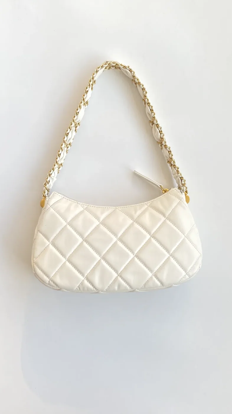 Chanel 23K Calfskin White Hobo Bag 9,/