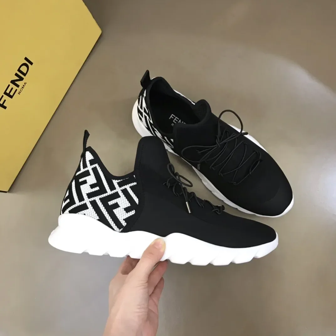 Fendi FD Technical Mesh High in Tops Sneakers White Fendi FD Technical Mesh High in Tops Sneakers White
