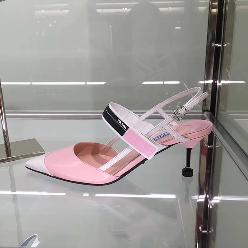 Prada Two-Tone Leather Slingbacks Shoes Pink for Women Prada Two-Tone Leather Slingbacks Shoes Pink for Women