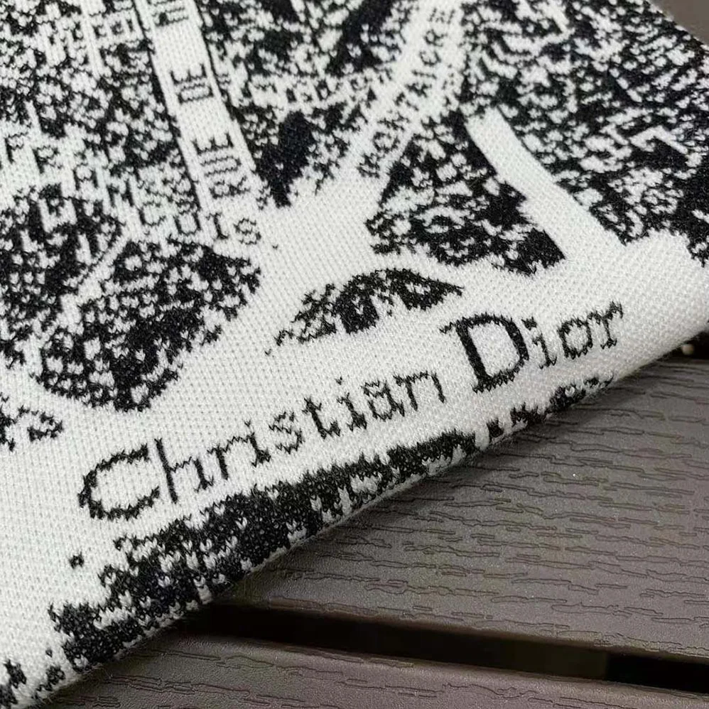 Dior T-shirt White and Black Linen, Cashmere and Silk Knit with Plan de Paris Motif for Women