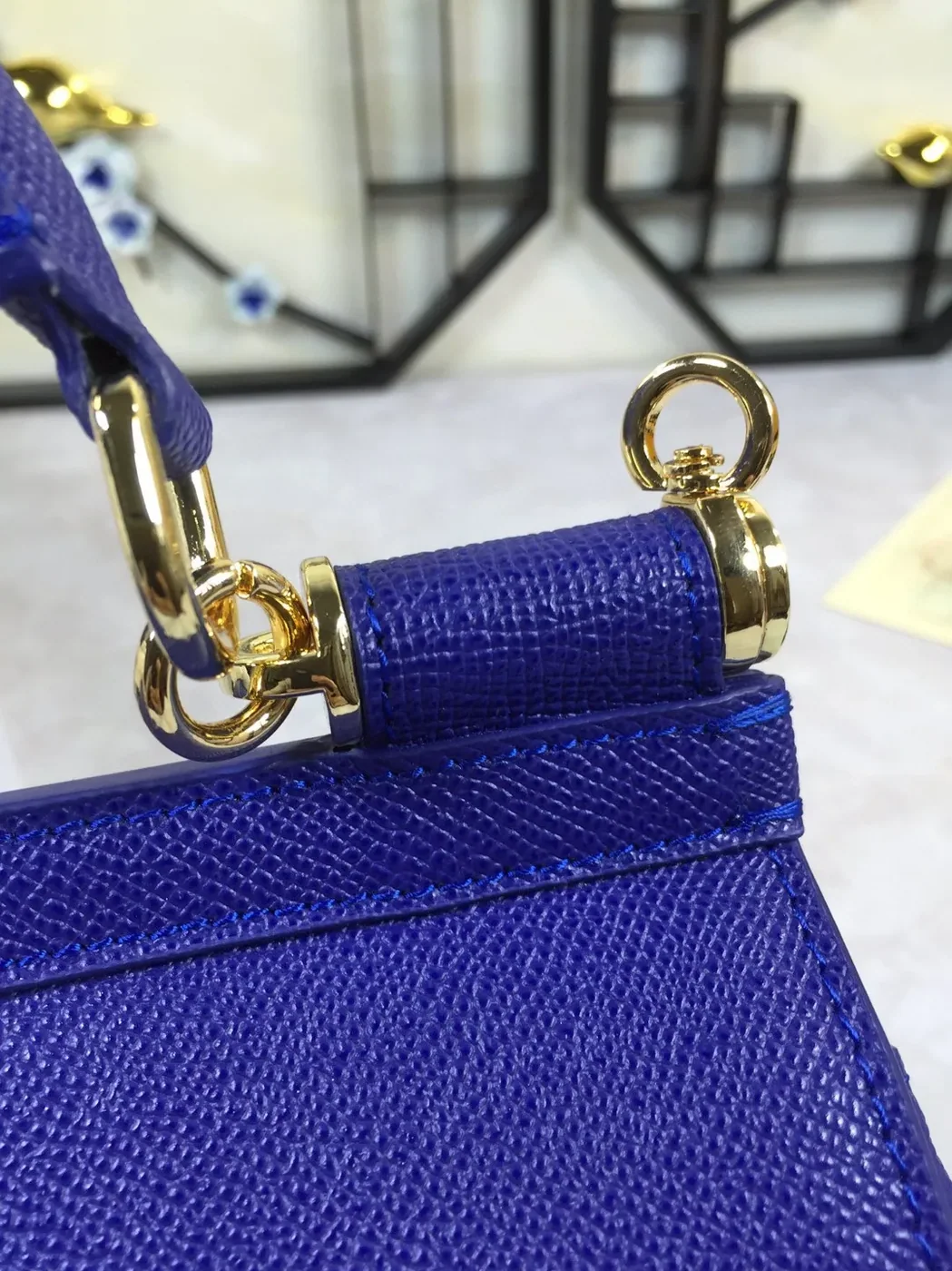 Dolce & Gabbana Medium Sicily Handbag In Dauphine Dark Blue / DG