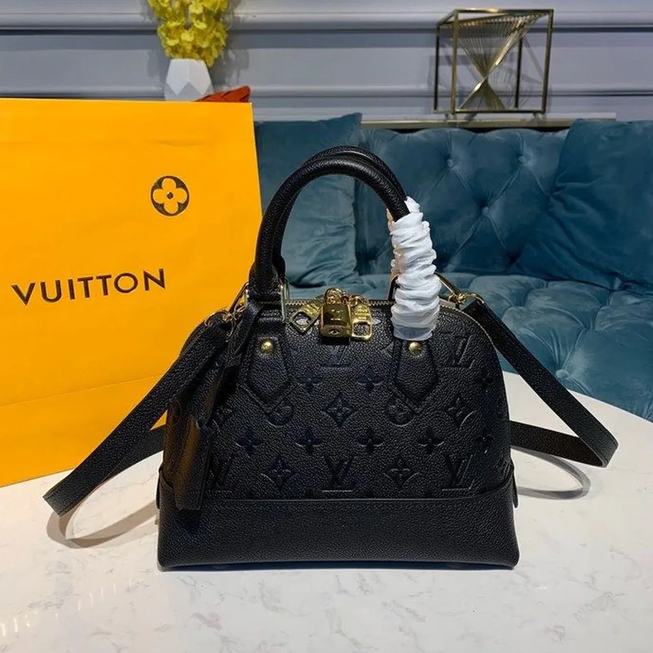 Louis Vuitton Neo Alma BB Top Handle Bag / Black Monogram Empreinte Gold Hardware Louis Vuitton Neo Alma BB Top Handle Bag / Black Monogram Empreinte Gold Hardware