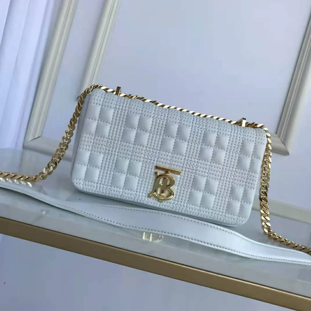 Burberry Small Quilted Lambskin Lola Bag for Women in White Burberry Small Quilted Lambskin Lola Bag for Women in White