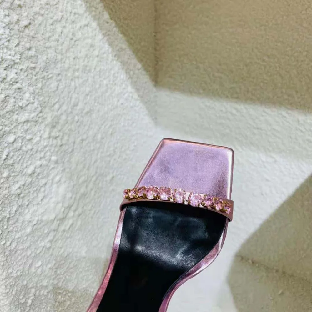 Versace Rhinestone Mules in 105mm Heel Hight for Women in Pink