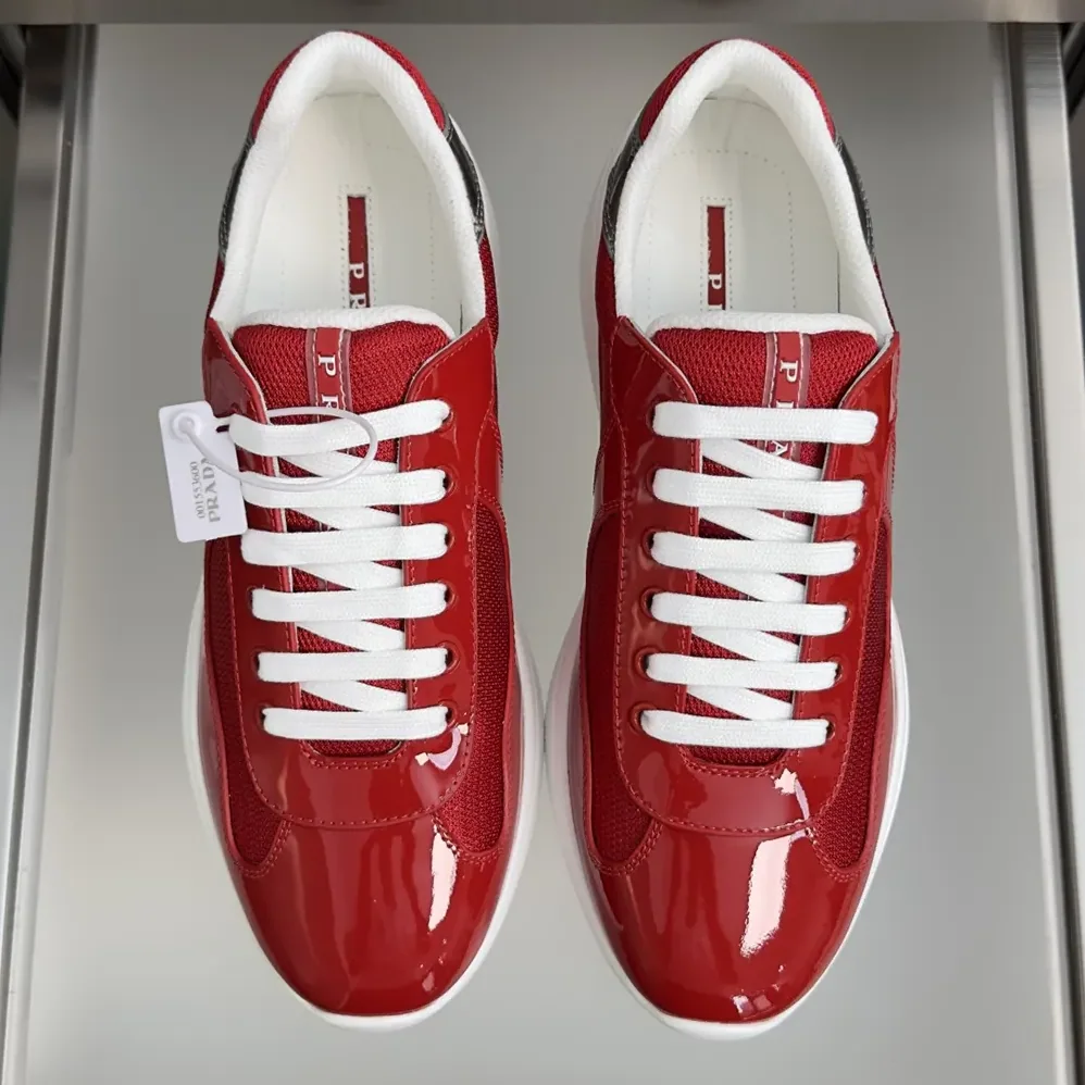 Prada Patent Leather And Technical Fabric Prada America'S Cup Sneakers for Unisex in Red