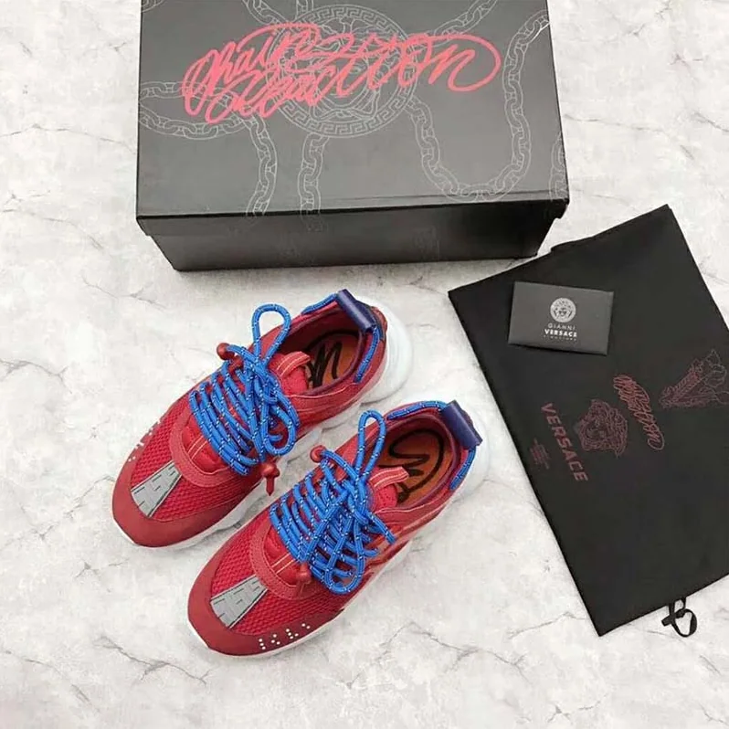 Versace Shoes Chain Reaction Sneakers for Men in Red Versace Shoes Chain Reaction Sneakers for Men in Red