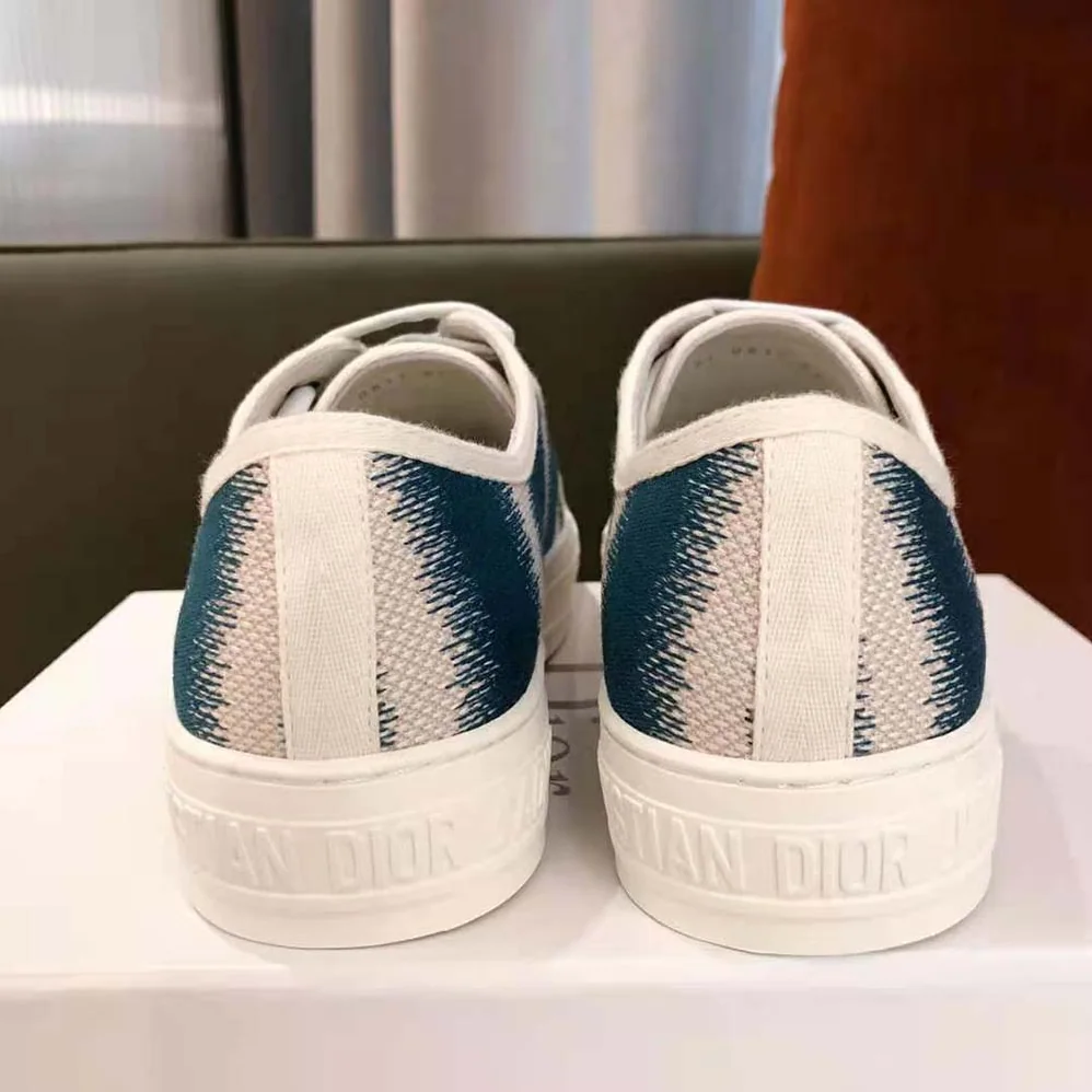 Dior Walk n dior Sneaker Deep Ocean Blue D for Women in Stripes Embroidered Cotton