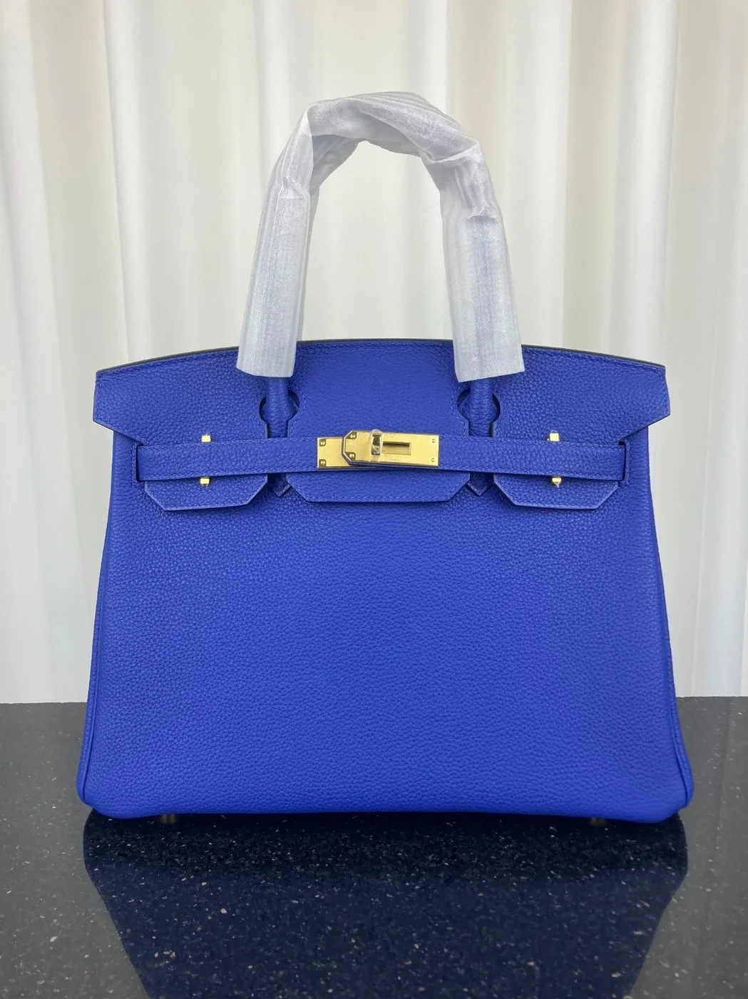 Hermes Birkin 30 Top Handle Bag in Blue Gold Hardware Hermes Birkin 30 Top Handle Bag in Blue Gold Hardware