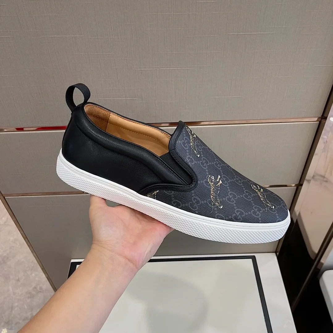 Gucci Ace GG Supreme Slip-On With Tigers Printed Black for Men