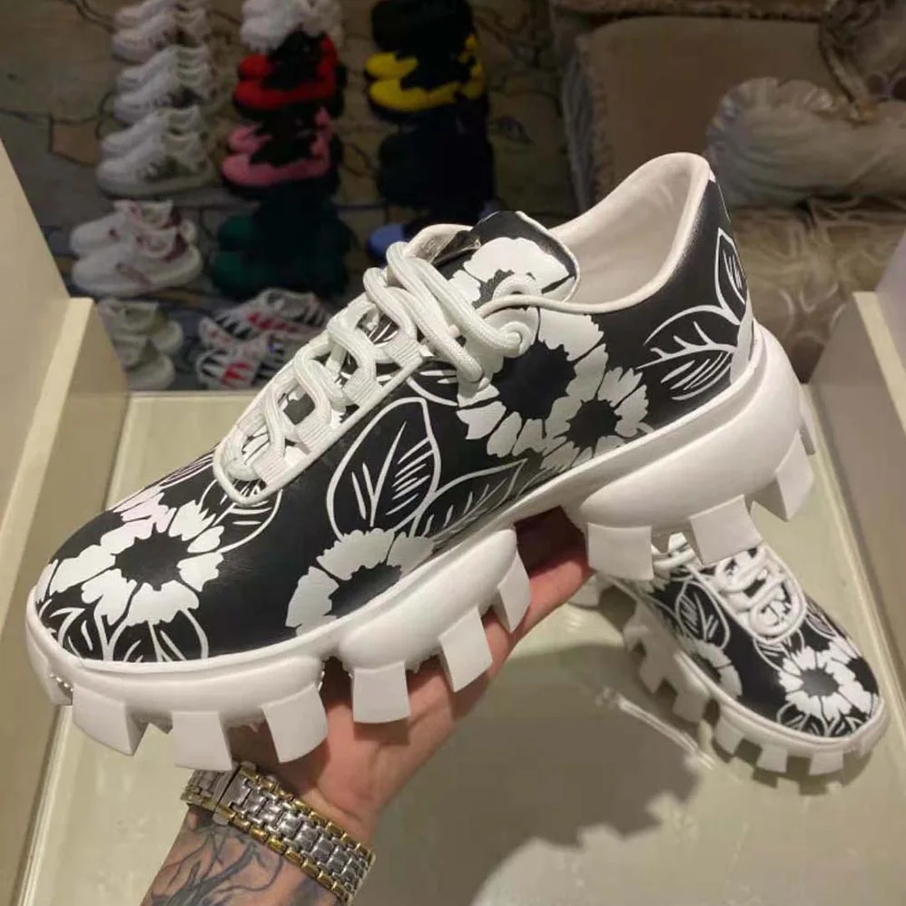 Prada Printed Nylon Sneakers for Women in Black