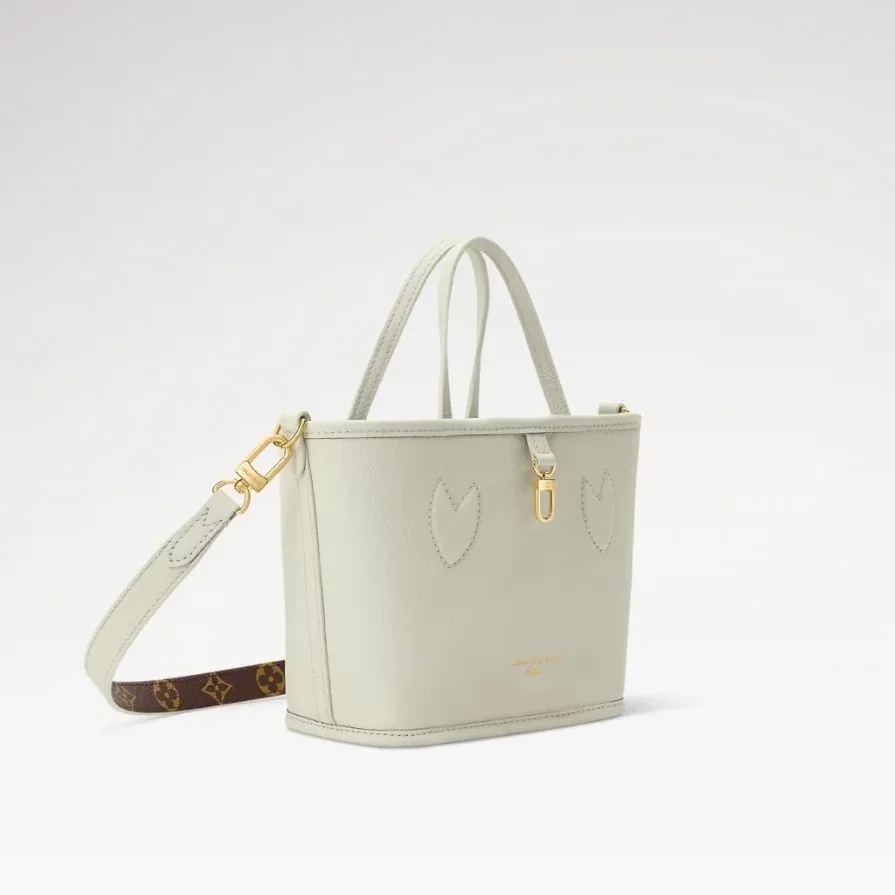 Louis Vuitton Neverfull Bandoulière Inside Out BB Tote Bag in Monogram Celadon Gold Hardware