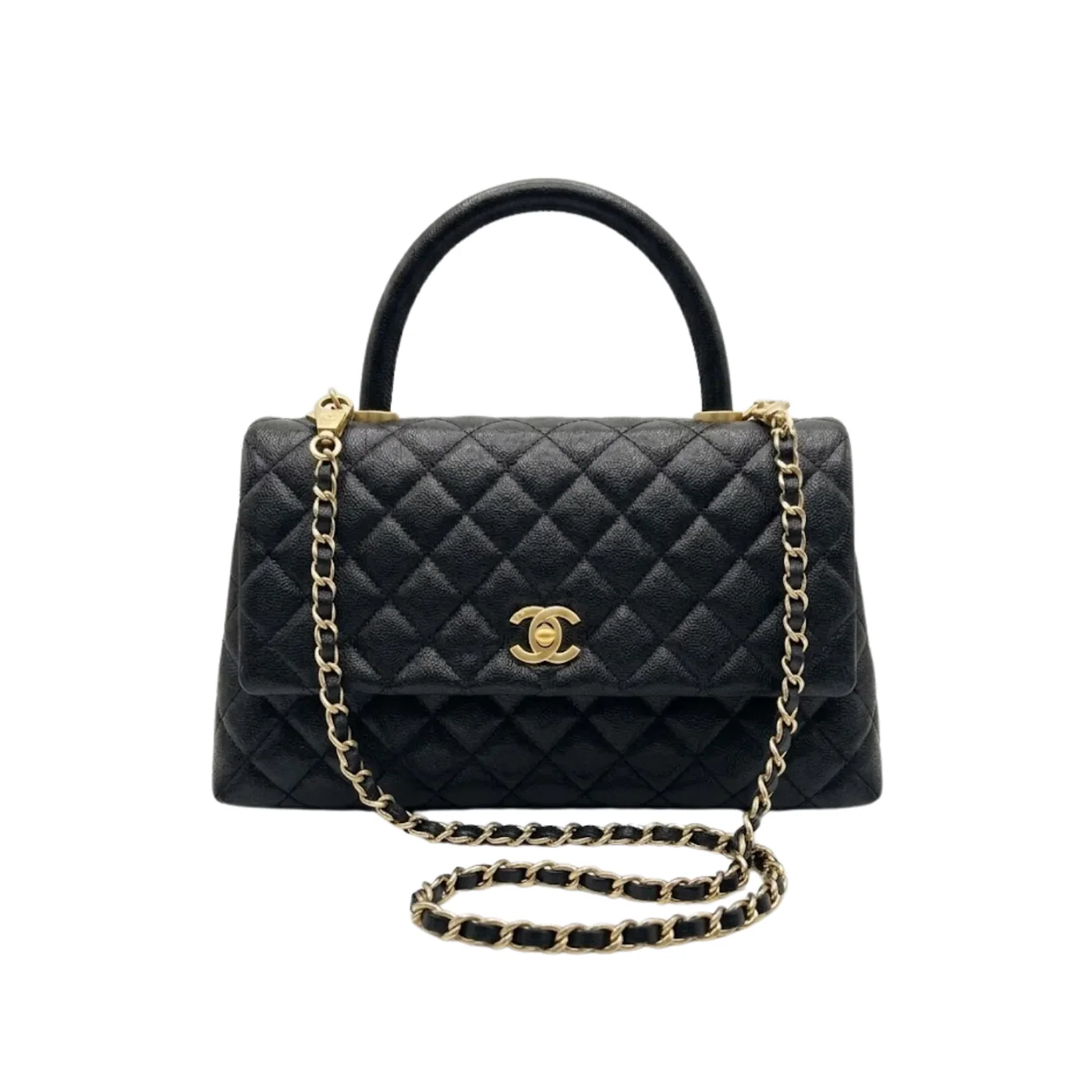 Chanel Coco Large Top Handle Bag in Black Gold Hardware