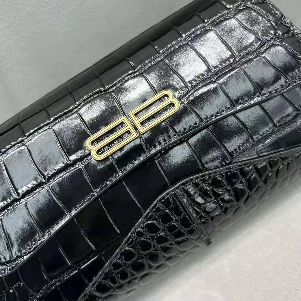 Balenciaga XX Small Flap Bag Crocodile Embossed in Black for Women Balenciaga XX Small Flap Bag Crocodile Embossed in Black for Women