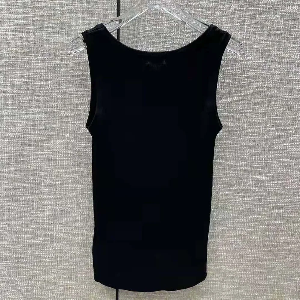 Miu Miu Viscose Tank Top with Intarsia Logo for Women in Black Miu Miu Viscose Tank Top with Intarsia Logo for Women in Black