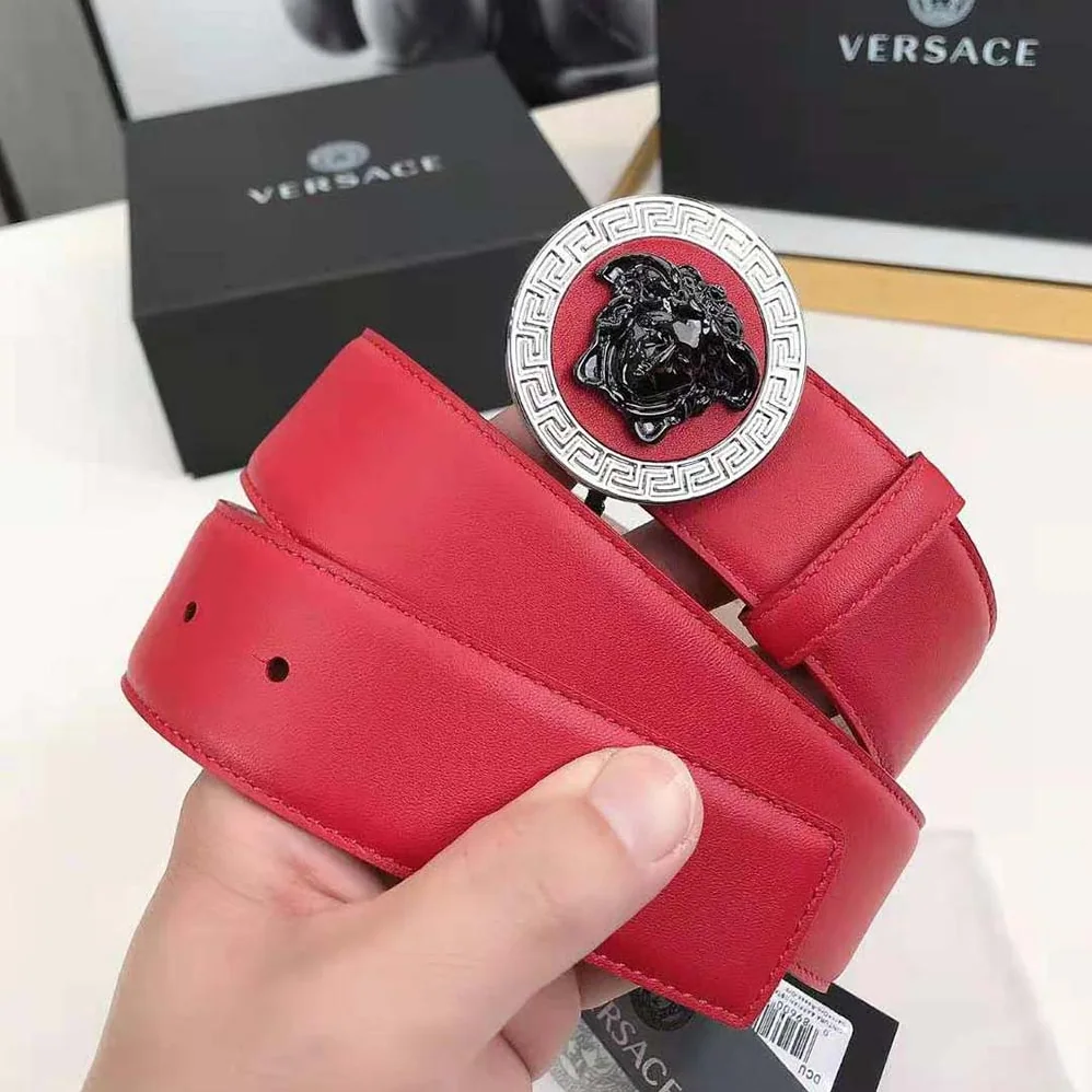 Versace Medusa Biggie Reversible Leather Belt for Men in Red Versace Medusa Biggie Reversible Leather Belt for Men in Red