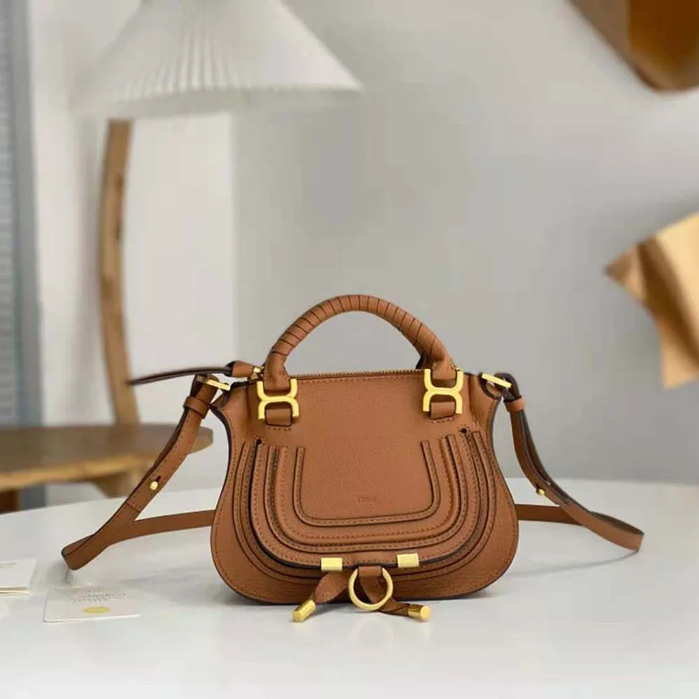 Chloe Marcie Mini Double Carry Bag for Women in Tan Chloe Marcie Mini Double Carry Bag for Women in Tan