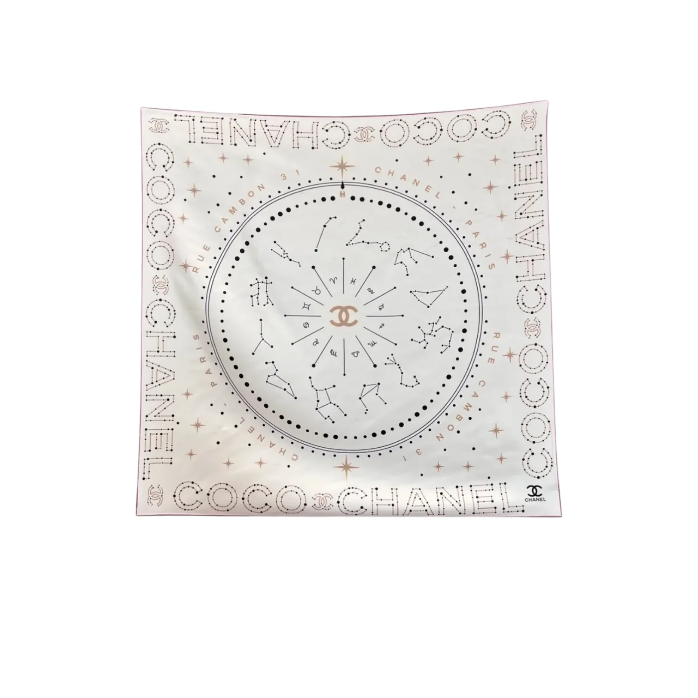 Chanel 25C Coco Square Scarf White /
