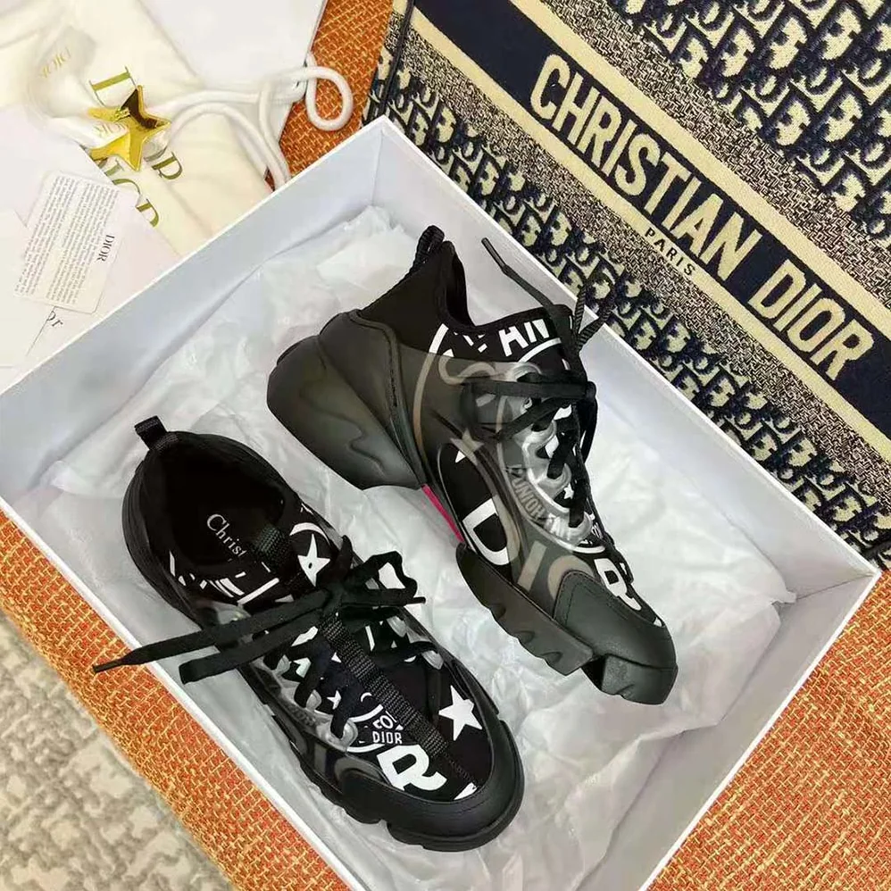 Dior D-Connect Sneaker Black Technical Fabric with Dior Union Print for Women