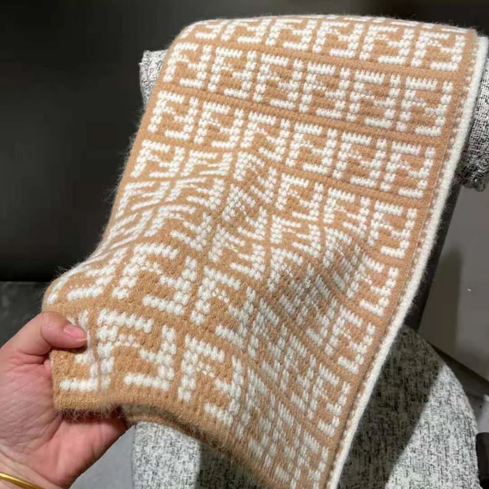 Fendi FF Scarf Beige Cashmere Scarf for Women