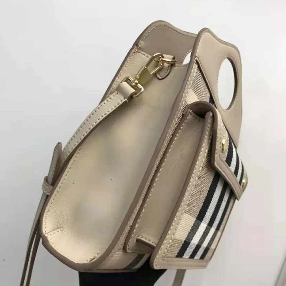 Burberry Mini Check Canvas and Leather Pocket Bag for Women Burberry Mini Check Canvas and Leather Pocket Bag for Women