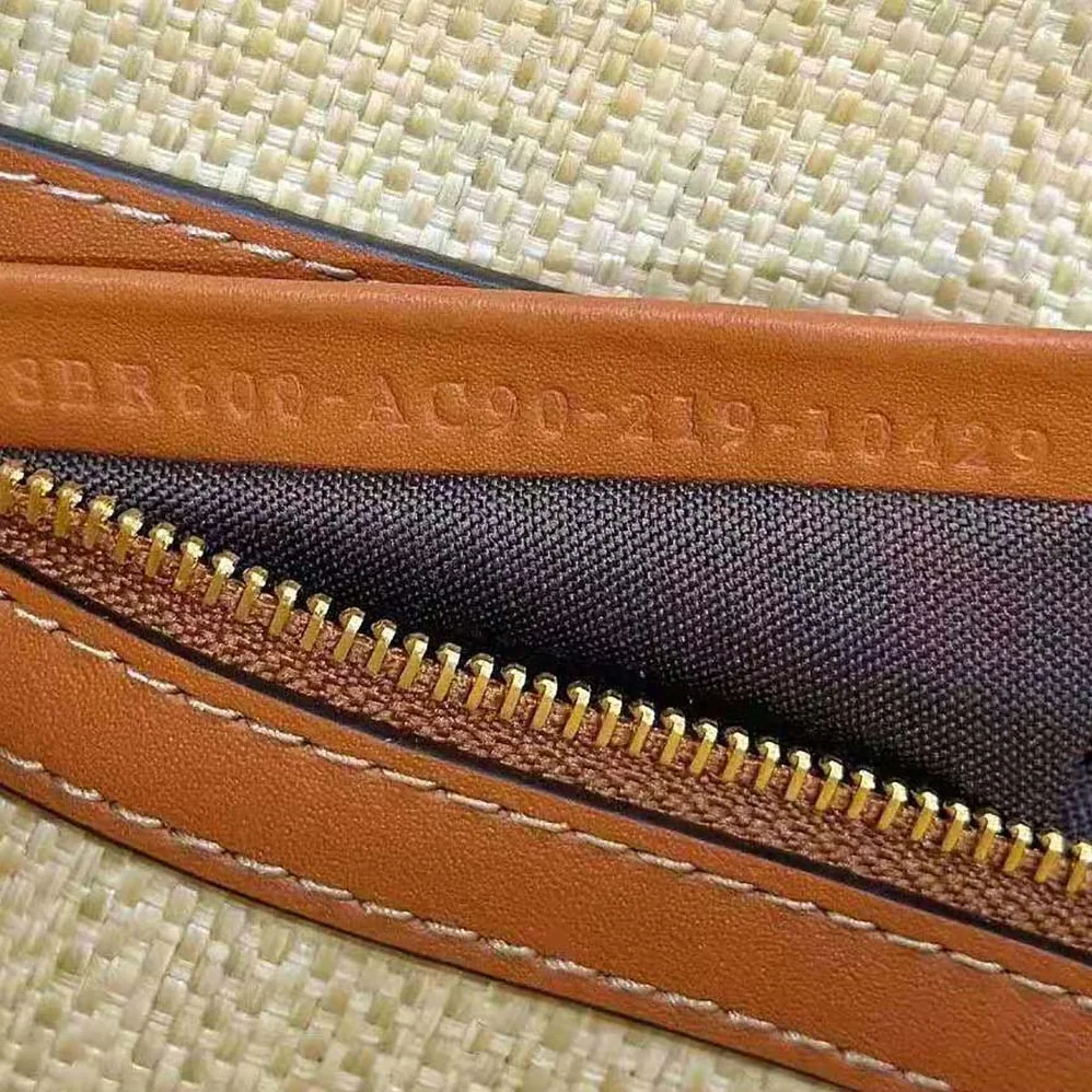 Fendi Baguette Natural Straw Bag with FF Embroidery for Women