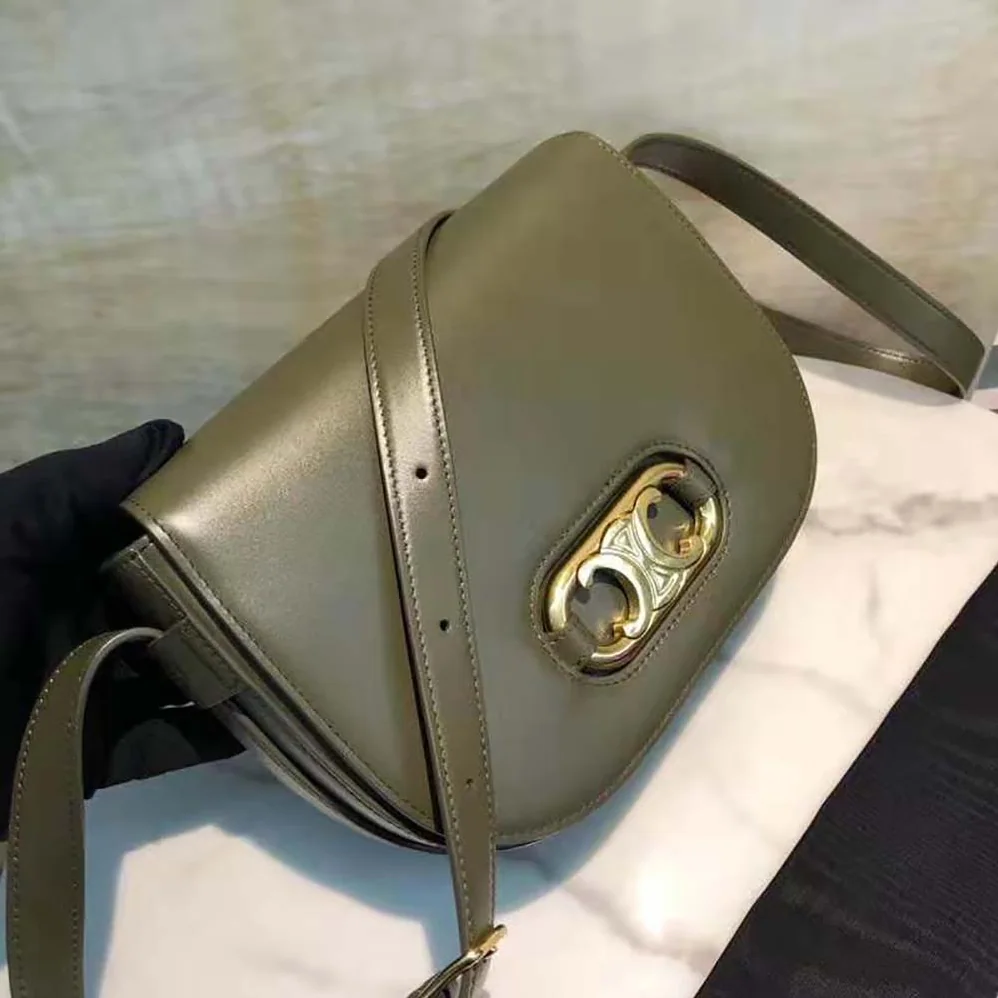 Celine Medium Maillon Triomphe Bag in Natural Calfskin for Women in Green