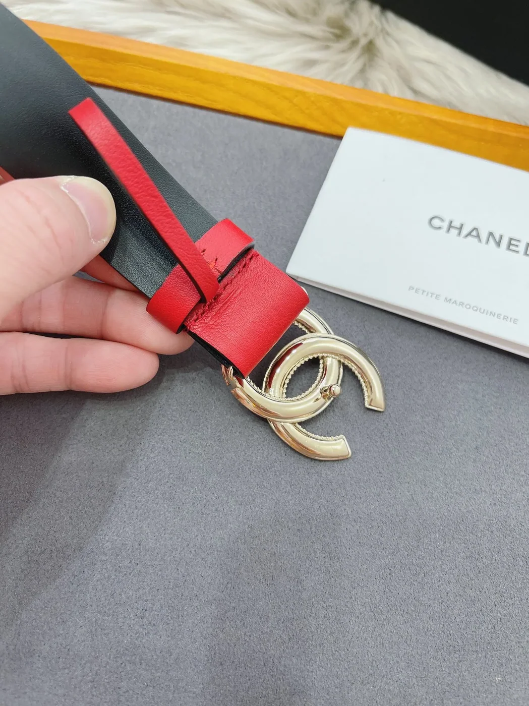 Chanel Attach Stone Metal CC Belt Red Chanel Attach Stone Metal CC Belt Red