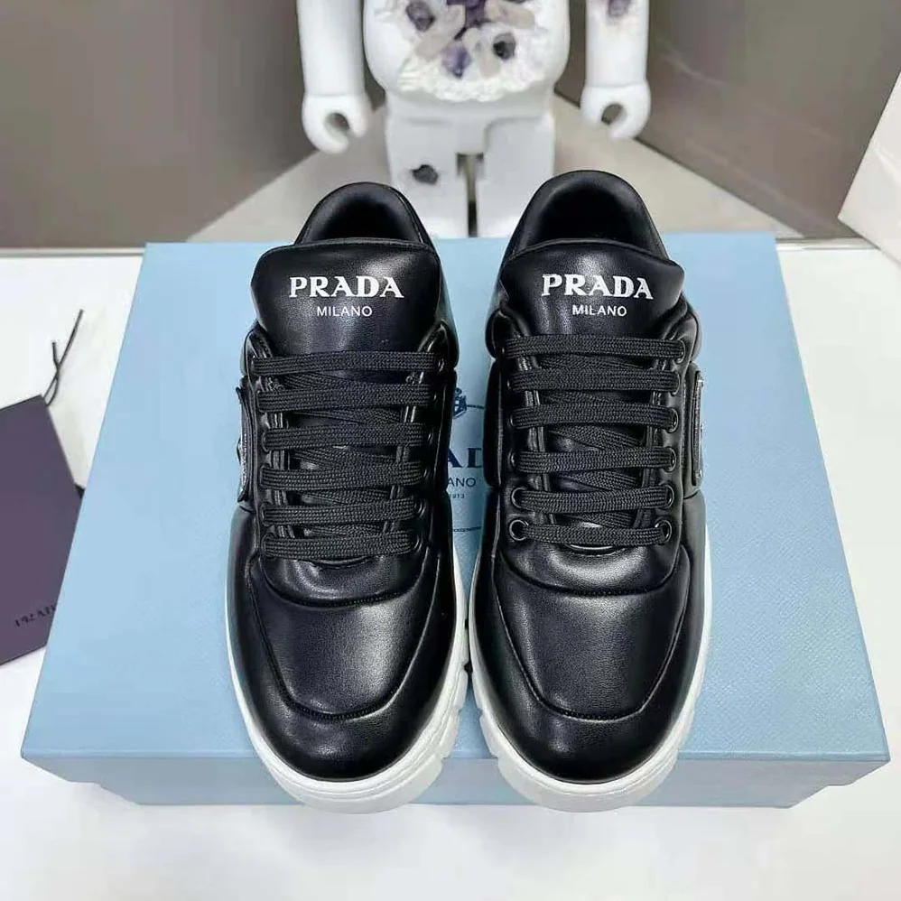 Prada Padded Nappa Leather Sneakers for Women in Black Prada Padded Nappa Leather Sneakers for Women in Black