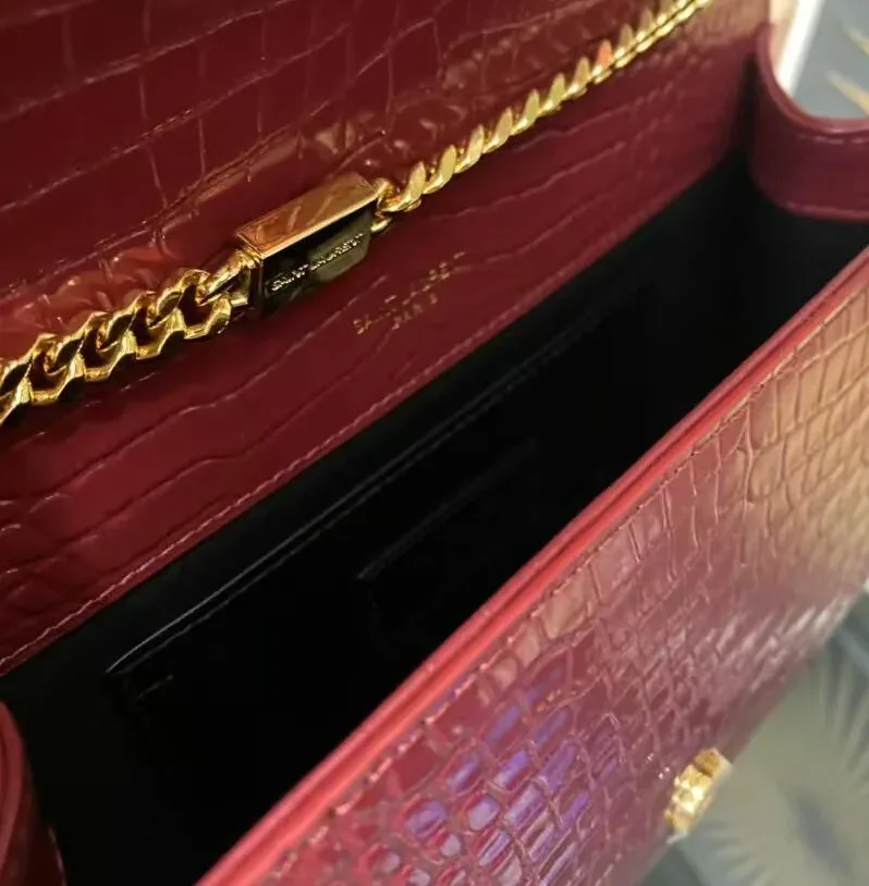 Saint Laurent Kate Small Chain Bag With Tassel In Embossed Burgundy in YSL Saint Laurent Kate Small Chain Bag With Tassel In Embossed Burgundy in YSL