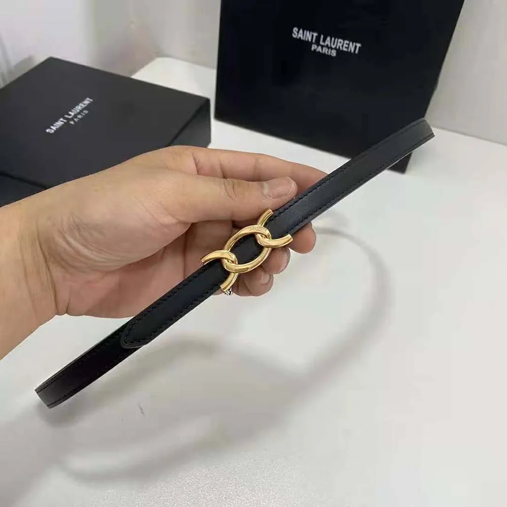 Saint Laurent YSL Maillon Thin Belt in Shiny Leather for Women Saint Laurent YSL Maillon Thin Belt in Shiny Leather for Women