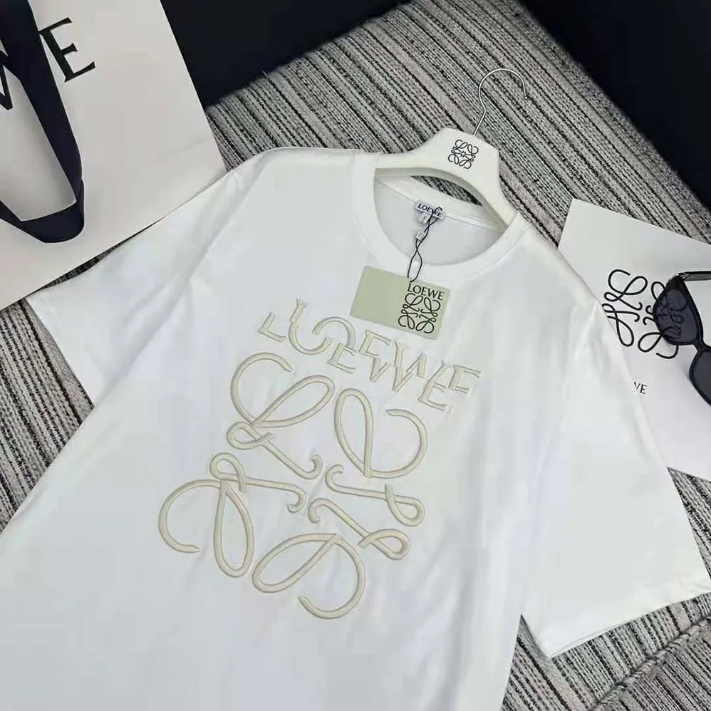 Loewe Loose Fit T-shirt in Cotton for Women in White Loewe Loose Fit T-shirt in Cotton for Women in White