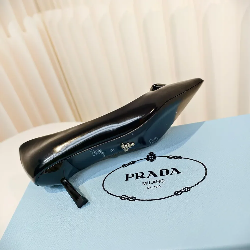 Prada Brushed Leather Pumps for Women in Black