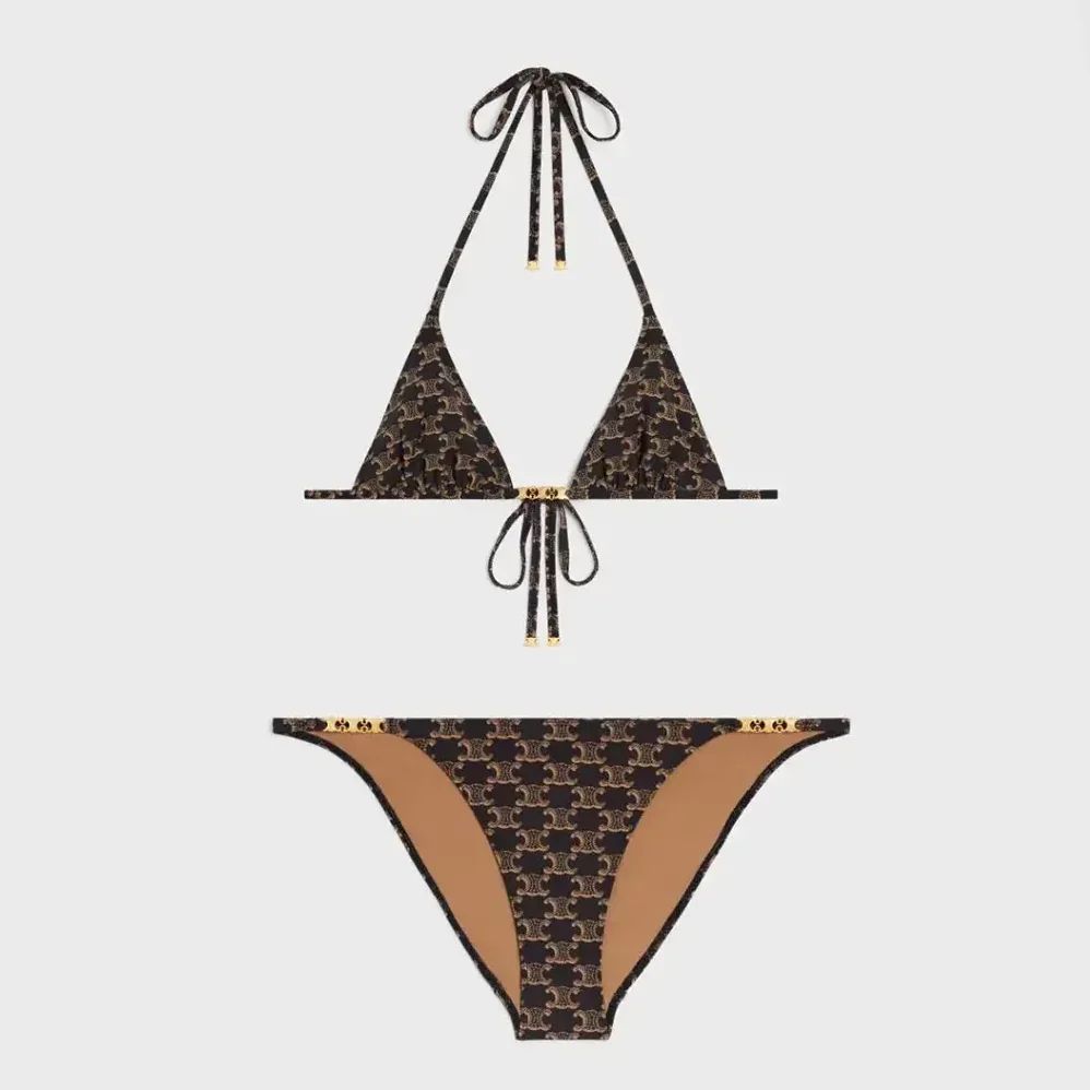 Celine Triangle Top / Swimsuit Bottom in Monogram Jersey 2X16F939T.17BR for Women Celine Triangle Top / Swimsuit Bottom in Monogram Jersey 2X16F939T.17BR for Women