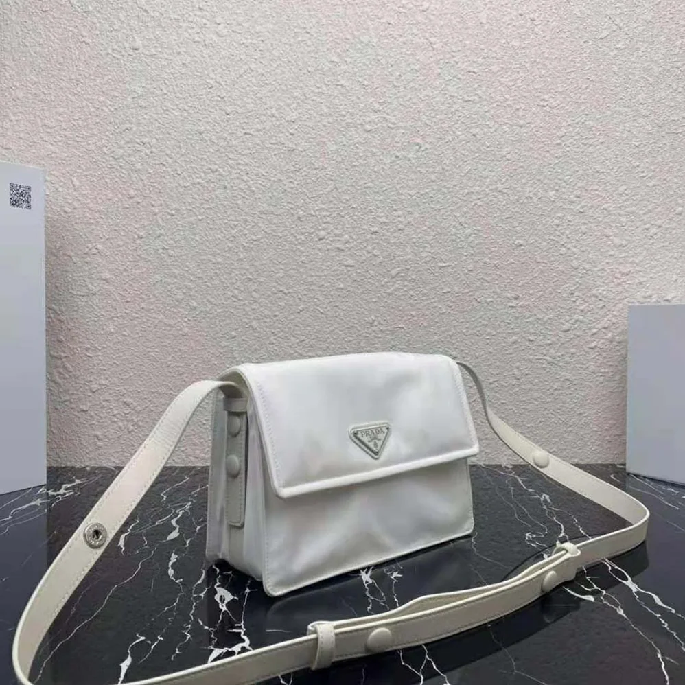 Prada Small Padded Re-Nylon Shoulder Bag for Women in White Prada Small Padded Re-Nylon Shoulder Bag for Women in White