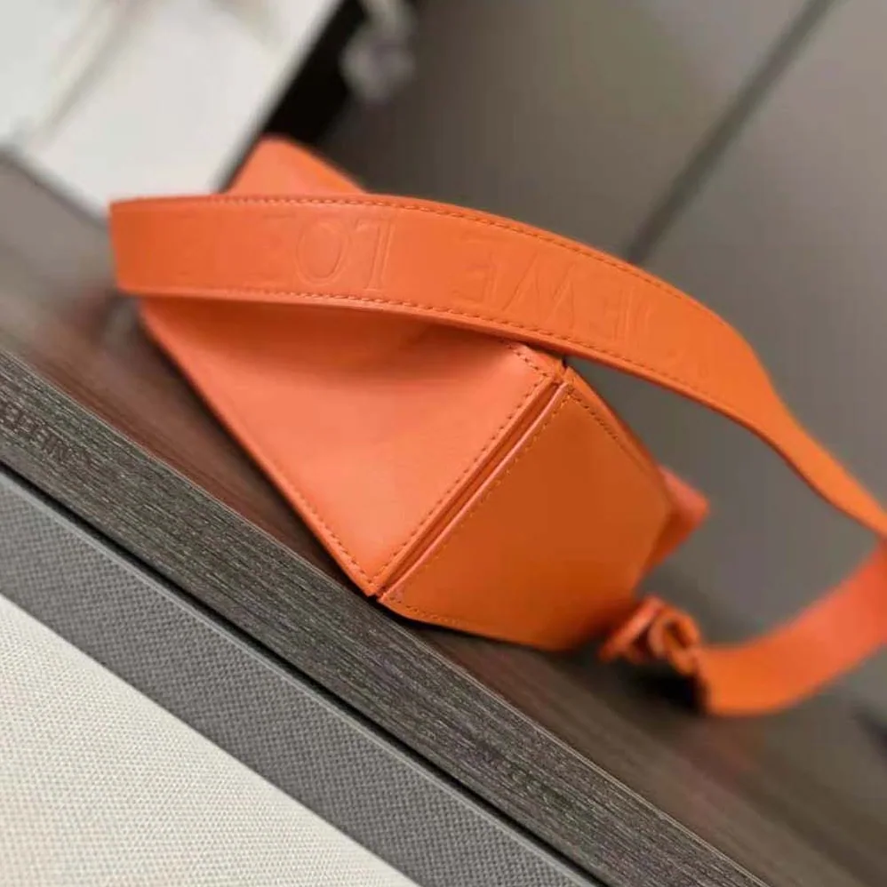 Loewe Mini Puzzle Bag in Satin Calfskin for Women in Orange Loewe Mini Puzzle Bag in Satin Calfskin for Women in Orange
