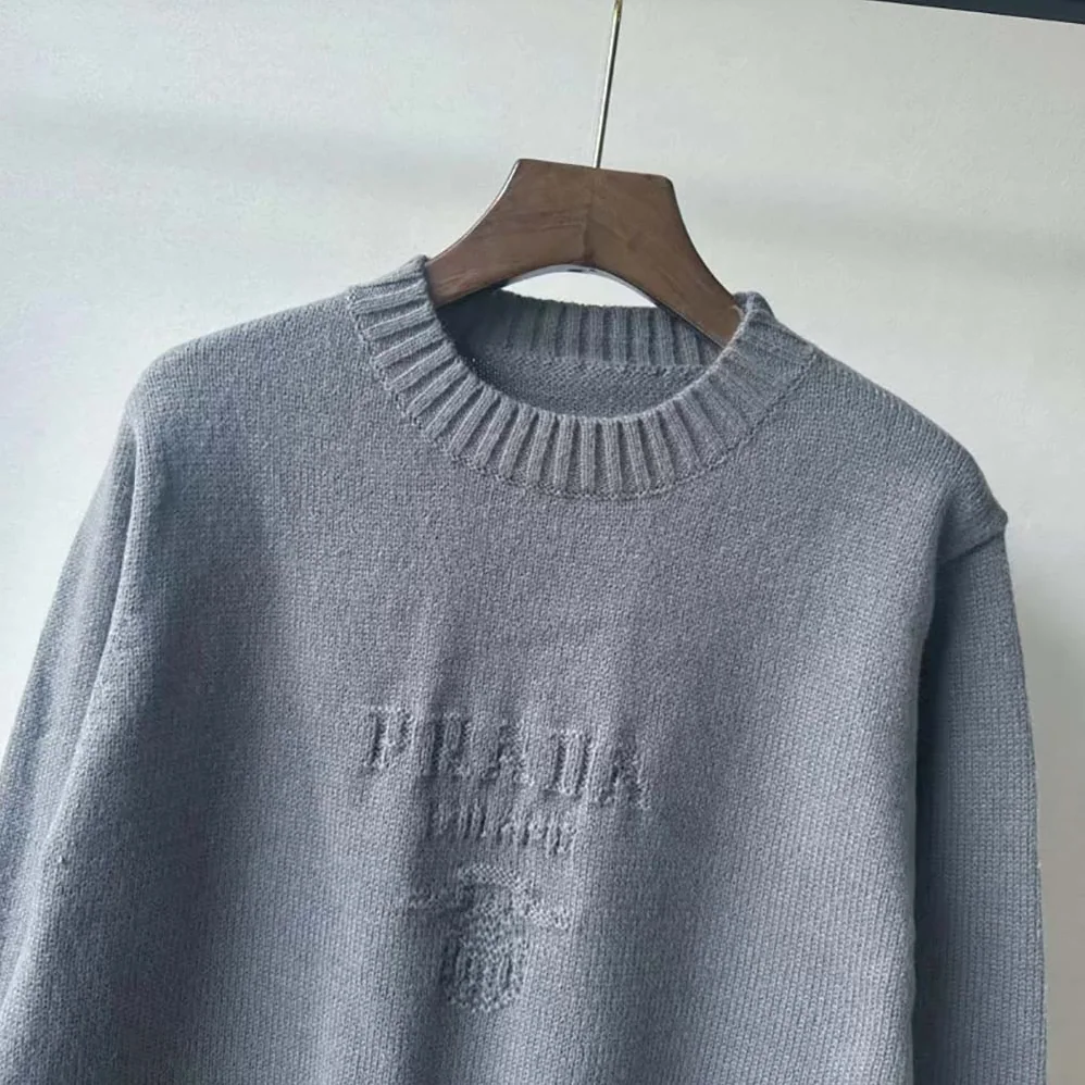 Prada Wool and Cashmere Crew-neck Sweater for Men in Silver