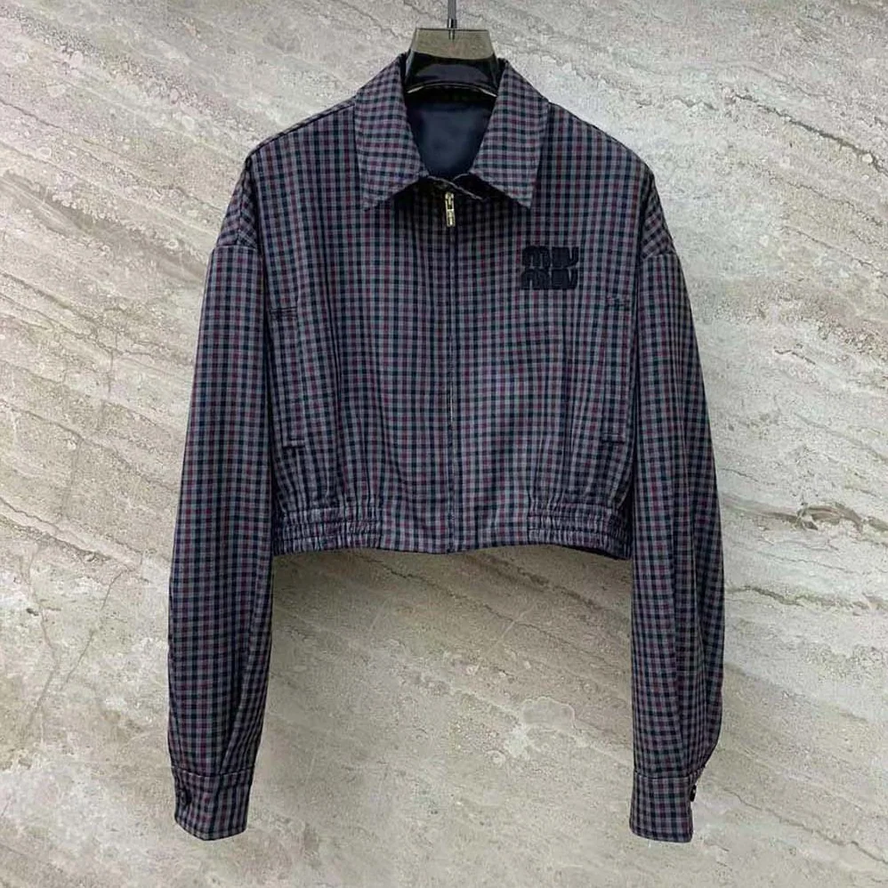 Miu Miu Gingham Check Blouson Jacket for Women